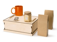 Подарочный набор Tea Duo Deluxe, коричневый, натуральный, оранжевый, кружка-керамика, ситечко- металл