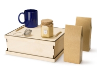 Подарочный набор Tea Duo Deluxe, коричневый, натуральный, синий, кружка-керамика, ситечко- металл