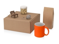 Подарочный набор Tea Cup Superior, коричневый, оранжевый, кружка-, скамейка- березовая фанера толщиной 3 мм, ситечко- металл