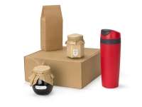 Подарочный набор Tea Cup Superior Honey, коричневый, красный, термокружка- пластик