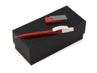 Подарочный набор «Uma Memory» с ручкой и флешкой, красный, серебристый, белый, USB-флешка- пластик с покрытием soft-touch\металл, ручка- пластик