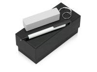 Подарочный набор «Kepler» с ручкой-подставкой и зарядным устройством, белый, зарядное устройство- пластик, ручка- металл/пластик