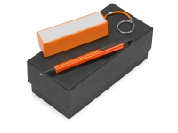 Подарочный набор «Kepler» с ручкой-подставкой и зарядным устройством, оранжевый, белый, зарядное устройство- пластик, ручка- металл/пластик
