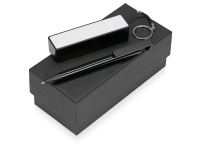 Подарочный набор «Kepler» с ручкой-подставкой и зарядным устройством, черный, белый, зарядное устройство- пластик, ручка- металл/пластик