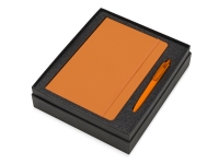 Подарочный набор Vision Pro soft-touch с ручкой и блокнотом А5, оранжевый, блокнот- картон с покрытием из полиуретана, имитирующего кожу, ручка- пластик c покрытием soft-touch