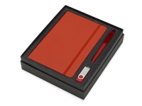 Подарочный набор Vision Pro Plus soft-touch с флешкой, ручкой и блокнотом А5, красный, блокнот- картон с покрытием из полиуретана, имитирующего кожу, ручка- пластик с покрытием soft-touch, флешка- пластик с покрытием soft-touch/металл