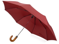 Зонт складной «Cary», бордовый, купол- эпонж, каркас-сталь, спицы- фибергласс, ручка-дерево