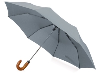 Зонт складной «Cary», серый, купол- эпонж, каркас-сталь, спицы- фибергласс, ручка-дерево