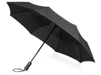 Зонт складной «Ontario», черный, купол- эпонж, каркас-сталь, стеклопластик, ручка-искусственная кожа