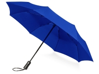 Зонт складной «Ontario», темно-синий, купол- эпонж, каркас-сталь, спицы- фибергласс, ручка-искусственная кожа
