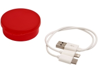 Кабель для зарядки Versa «3-в-1» в футляре, красный прозрачный, белый, АБС пластик