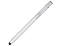 Ручка-стилус металлическая шариковая «Moneta» с анодированным покрытием, серебристый, корпус из алюминия со стальным зажимом