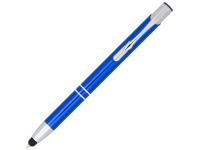 Ручка-стилус металлическая шариковая «Moneta» с анодированным покрытием, ярко-синий/серебристый, корпус из алюминия со стальным зажимом