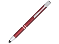 Ручка-стилус металлическая шариковая «Moneta» с анодированным покрытием, темно-красный/серебристый, корпус из алюминия со стальным зажимом