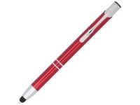 Ручка-стилус металлическая шариковая «Moneta» с анодированным покрытием, красный/серебристый, корпус из алюминия со стальным зажимом