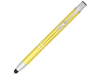 Ручка-стилус металлическая шариковая «Moneta» с анодированным покрытием, желтый/серебристый, корпус из алюминия со стальным зажимом