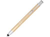 Ручка-стилус металлическая шариковая «Moneta» с анодированным покрытием, золотистый/серебристый, корпус из алюминия со стальным зажимом