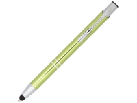Ручка-стилус металлическая шариковая «Moneta» с анодированным покрытием, лайм/серебристый, корпус из алюминия со стальным зажимом