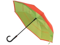 Зонт-трость наоборот «Inversa», оранжевый/зеленое яблоко, купол- эпонж, каркас-стеклопластик, ручка-покрытие софт-тач