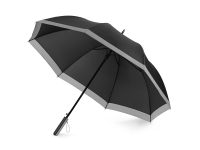 Зонт-трость «Reflect», черный, купол-эпонж 190T с водоотталкивающей пропиткой; каркас- сталь; спицы- фибергласс; ручка- пластик с покрытием soft-touch