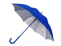 Зонт-трость «Silver Color», синий/серебристый, купол-купол-эпонж 190T с водоотталкивающей пропиткой; каркас- сталь; спицы- фибергласс; ручка- пластик с покрытие soft-touch