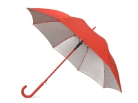 Зонт-трость «Silver Color», красный/серебристый, купол-купол-эпонж 190T с водоотталкивающей пропиткой; каркас- сталь; спицы- фибергласс; ручка- пластик с покрытие soft-touch