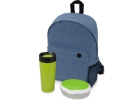 Подарочный набор Lunch с термокружкой, ланч-боксом, зеленый, контейнер для ланча - пластик, термокружка - нержавеющая сталь/пластик, рюкзак - полиэстер