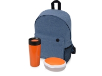 Подарочный набор Lunch с термокружкой, ланч-боксом, оранжевый, контейнер для ланча - пластик, термокружка - нержавеющая сталь/пластик, рюкзак - полиэстер