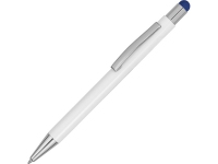 Ручка металлическая шариковая «Flowery» со стилусом, белый/синий, металл