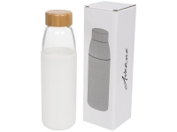 Стеклянная спортивная бутылка «Kai», белый, стекло, силикон, дерево