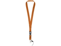 Шнурок «Sagan» с отстегивающейся пряжкой и держателем для телефона, оранжевый, полиэстер