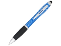 Ручка-стилус пластиковая шариковая «Nash» крапчатая, синий/черный/серебристый, АБС пластик