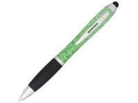 Ручка-стилус пластиковая шариковая «Nash» крапчатая, зеленый/черный/серебристый, АБС пластик
