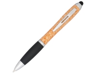 Ручка-стилус пластиковая шариковая «Nash» крапчатая, оранжевый/черный/серебристый, АБС пластик