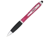 Ручка-стилус пластиковая шариковая «Nash» крапчатая, красный/черный/серебристый, АБС пластик