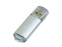 USB 2.0- флешка на 16 Гб с прозрачным колпачком, серебристый