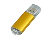 USB 2.0- флешка на 16 Гб с прозрачным колпачком, золотистый
