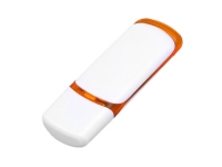 USB 2.0- флешка на 16 Гб с цветными вставками, белый/оранжевый