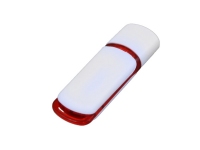 USB 2.0- флешка на 16 Гб с цветными вставками, белый/красный