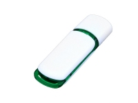 USB 2.0- флешка на 16 Гб с цветными вставками, белый/зеленый