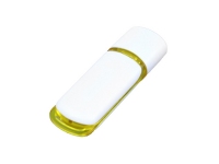 USB 2.0- флешка на 16 Гб с цветными вставками, белый/желтый