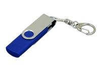 USB 2.0- флешка на 16 Гб с поворотным механизмом и дополнительным разъемом Micro USB, синий/серебристый