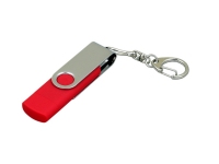 USB 2.0- флешка на 16 Гб с поворотным механизмом и дополнительным разъемом Micro USB, красный/серебристый