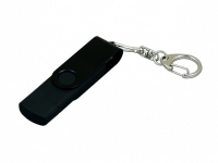 USB 2.0- флешка на 16 Гб с поворотным механизмом и дополнительным разъемом Micro USB, черный