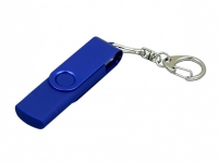 USB 2.0- флешка на 16 Гб с поворотным механизмом и дополнительным разъемом Micro USB, синий