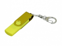 USB 2.0- флешка на 16 Гб с поворотным механизмом и дополнительным разъемом Micro USB, желтый