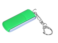USB 2.0- флешка промо на 16 Гб с прямоугольной формы с выдвижным механизмом, зеленый/серебристый