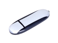 USB 2.0- флешка промо на 16 Гб овальной формы, серебристый/черный