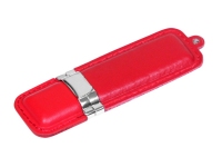 USB 2.0- флешка на 16 Гб классической прямоугольной формы, красный/серебристый