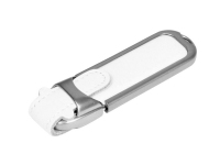 USB 2.0- флешка на 16 Гб с массивным классическим корпусом, белый/серебристый